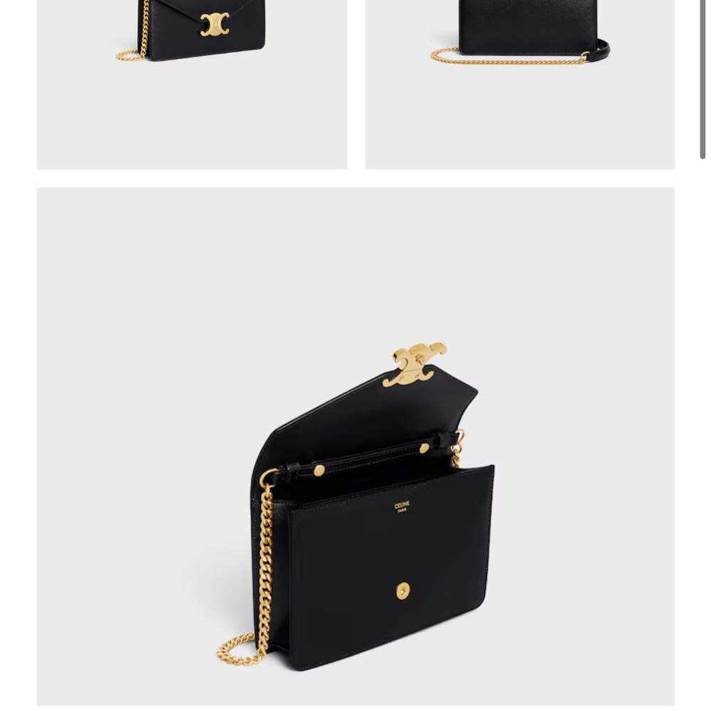 Celine WOC Triomphe wallet on chain Margo blk leather crossbody clutch purse bag - Picture 15 of 15